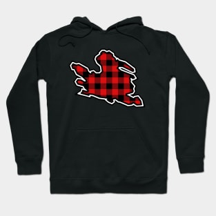 Mayne Island Silhouette in Red and Black Plaid - Simple Pattern - Mayne Island Hoodie